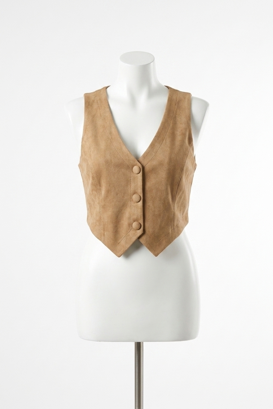 NEW DEAR JOHN DENIM drea suede vest in toffee